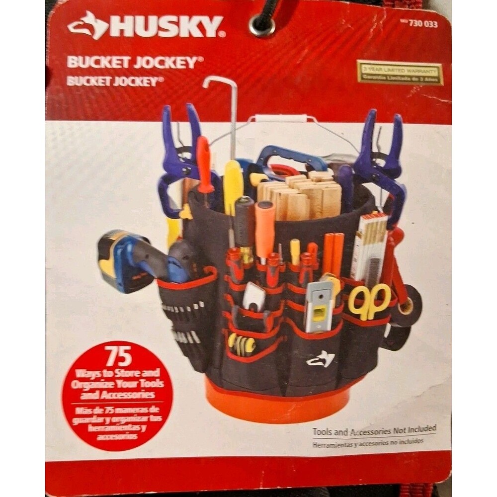 Husky Tool Bucket Jockey Storage Pockets New With Tags Red/Black Fits 5 Gal